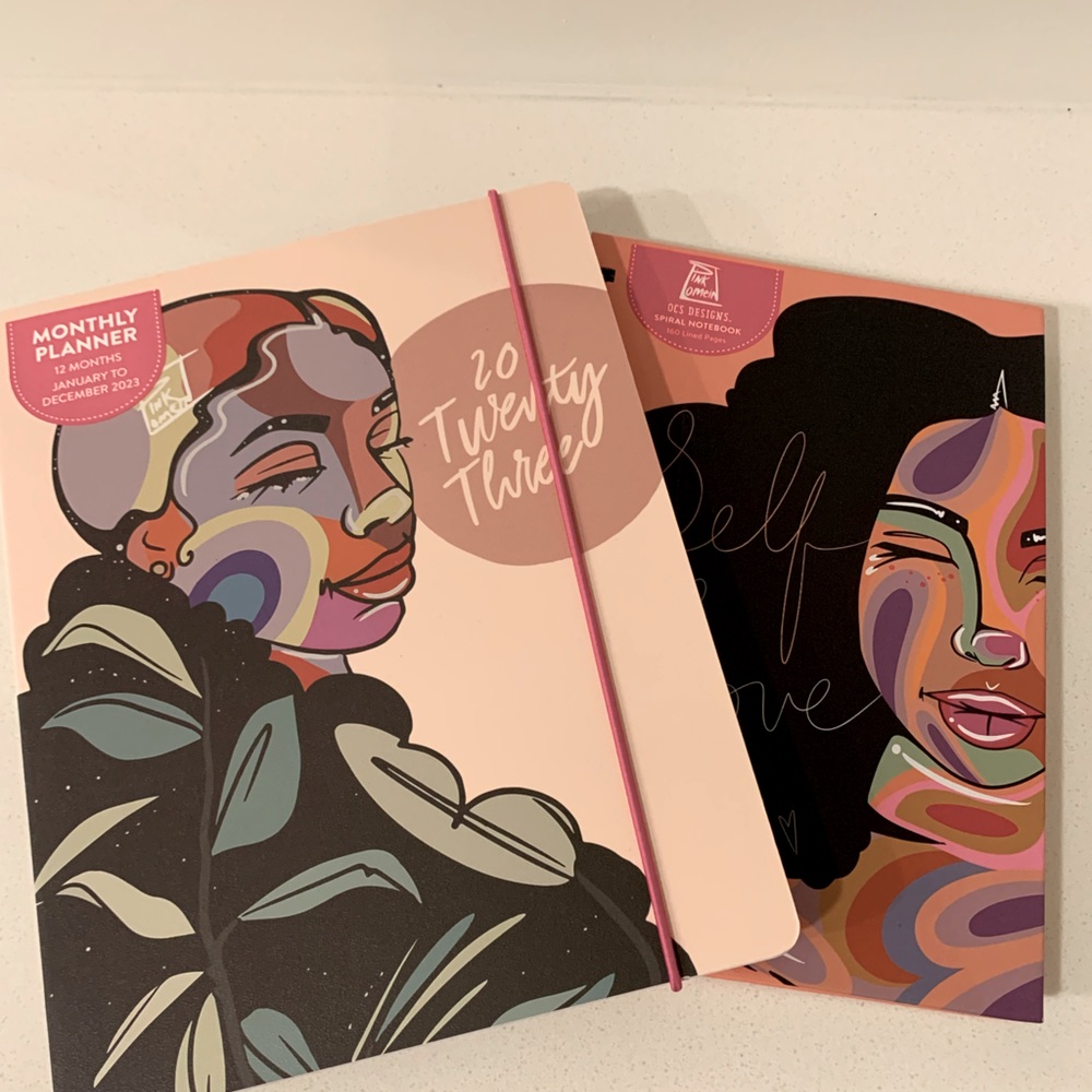 Pink Lomein Pinklomein calendar planner 12 month notebook set duo monthly